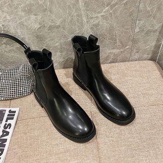 Faux Leather Block-heel Ankle Chelsea Boots