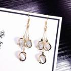 Faux Cat Eye Stone Fringed Earring 1 Pair - Gold & White - One Size