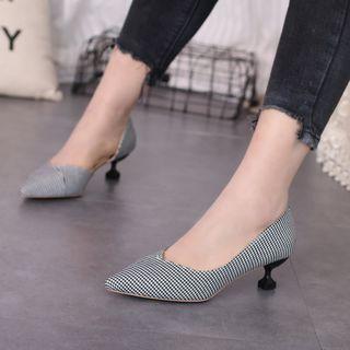 Plaid Pointed Toe Dorsay Pumps