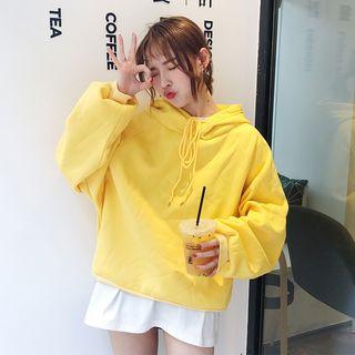 Plain Long-sleeve Fleece-lined Hoodie