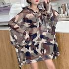 Camouflage Long-sleeve Hooded T-shirt Camouflage - One Size