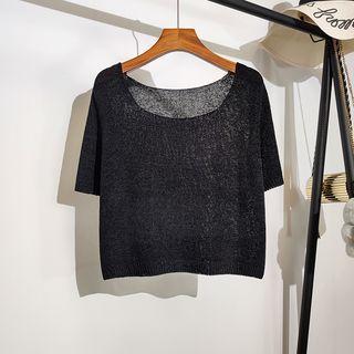 Short-sleeve Scoop Neck Knit Top