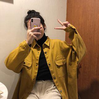Lettering Long Button Jacket