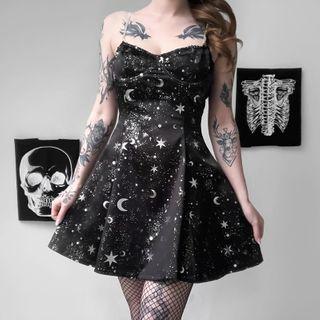 Spaghetti-strap Star Print Mini A-line Dress