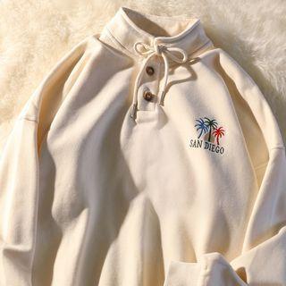 Palm Tree Embroidered Hoodie / Long-sleeve Plain T-shirt