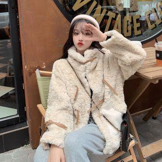 Stand Collar Plain Fluffy Jacket