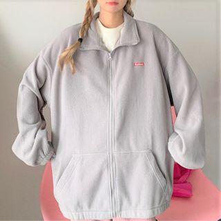 Fleece Loose-fit Long-sleeve Zip-up Jacket
