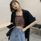 Floral Print Camisole Top / Short-sleeve Blazer
