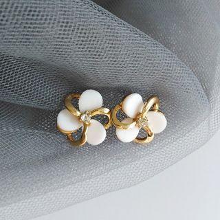 Rhinestone Resin Flower Earring 1 Pair - One Size