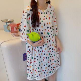 Dotted Elbow-sleeve Sleep Top / Shorts / Sleep Dress / Set