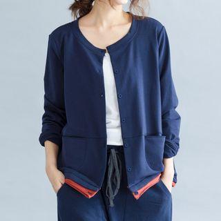 Plain Buttoned Jacket / Cropped Wide Leg Pants