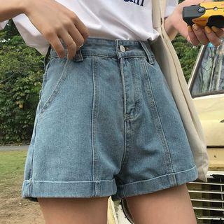 Roll-up Wide Leg Denim Shorts
