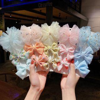 Set Of 3: Mesh Bow Hair Clip (various Designs)