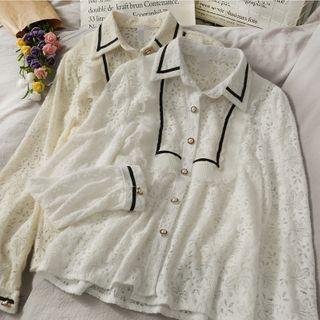 Contrasted Loose-fit Lace Shirt
