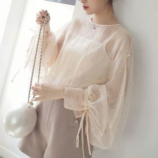 Sheer Loose-fit Blouse With Camisole