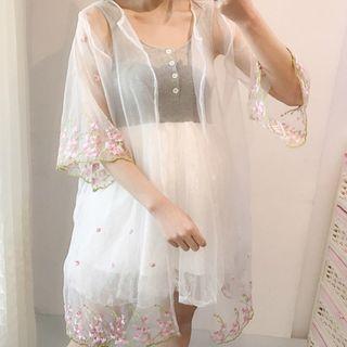 Floral Embroidered Organza Light Jacket