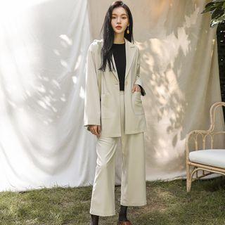 Pocket-detail Loose-fit Jacket Light Beige - One Size