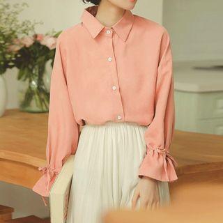 Drawstring Cuff Loose-fit Blouse