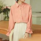 Drawstring Cuff Loose-fit Blouse