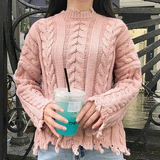 Ripped Cable-knit Sweater