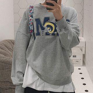 Lettering Print Sweatshirt Lettering Print - Gray - One Size