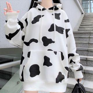 Loose-fit Cow Printed Hoodie