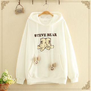 Bear Print Fleece Lined Hoodie