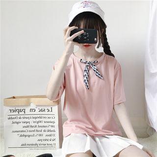 Bow Strap Short-sleeve Top