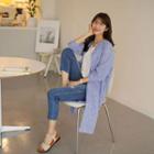 Mandarin-collar Letter Print Long Shirt