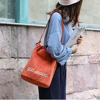 Lettering Corduroy Bucket Bag
