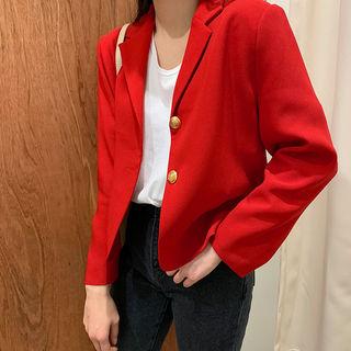 Metallic-button Short Blazer