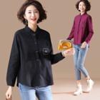 Long-sleeve Embroidered Stand Collar Shirt