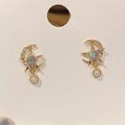 Moon Star Stud Earring 1 Pair - As Shown In Figure - One Size