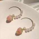 Faux Pearl Flower Drop Earring 1 Pair - Pink - One Size