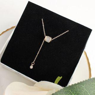 Rhinestone Drop Necklace 1 Piece - Necklace - Gold - One Size