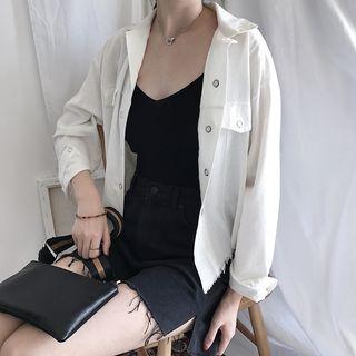 Frayed Snap-button Jacket