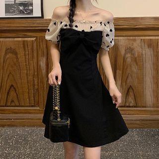 Heart Print Panel Mini A-line Dress
