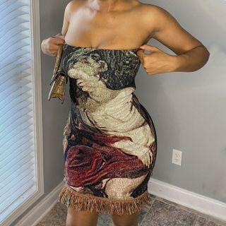 Strapless Print Sheath Dress