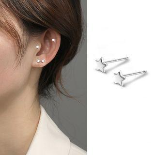 Star Silver Earring 1 Pair - Silver - One Size