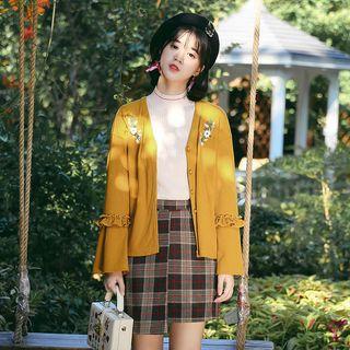 Embroidery Frilled Cardigan