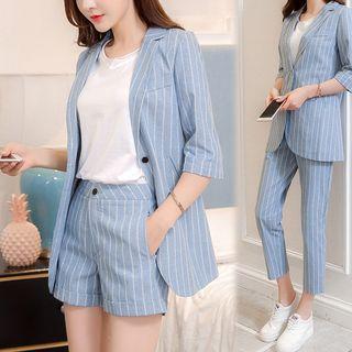 Single-breasted Striped Blazer / Shorts / Pants / Set