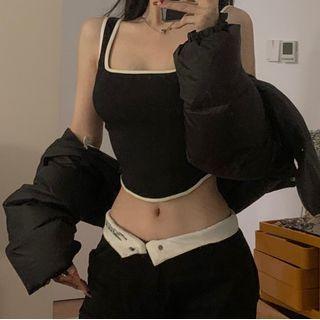 Contrast Trim Asymmetrical Camisole Top