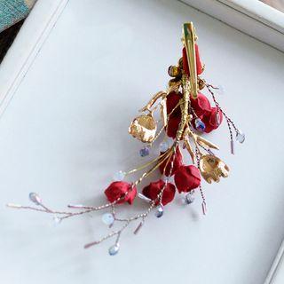 Bridal Set: Flower Hair Clip + Clip-on Earring