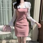 Ruffle-collar Tie-cuff Minidress