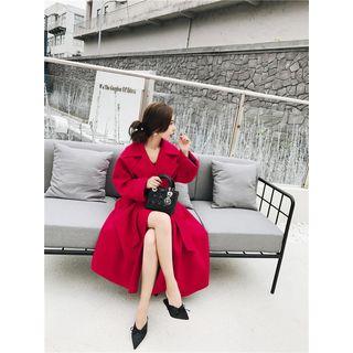 Notch Lapel Tie-waist Long Coat