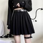 Pleated Mini Skirt With Detachable Garter Straps