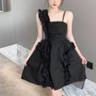 Sleeveless Asymmetrical Ruffled Mini Corset Dress