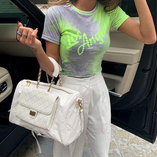 Letter-printed Dyed Crop T-shirt