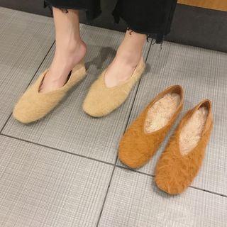 Square-toe Faux-fur Flats