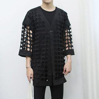 Perforated 3/4-sleeve Jacket